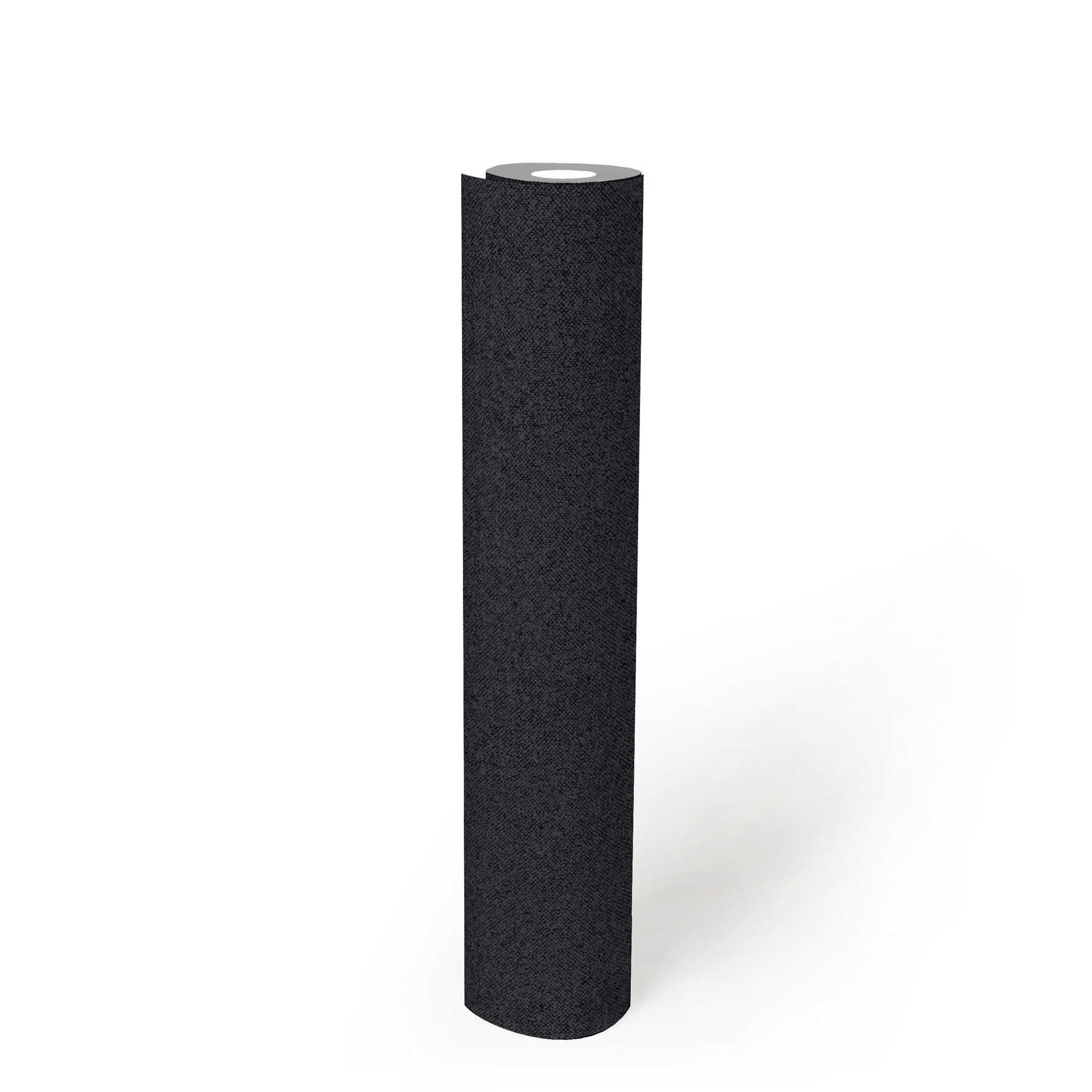             Strukturtapete Uni mit Leinen-Optik – Schwarz, Grau
        