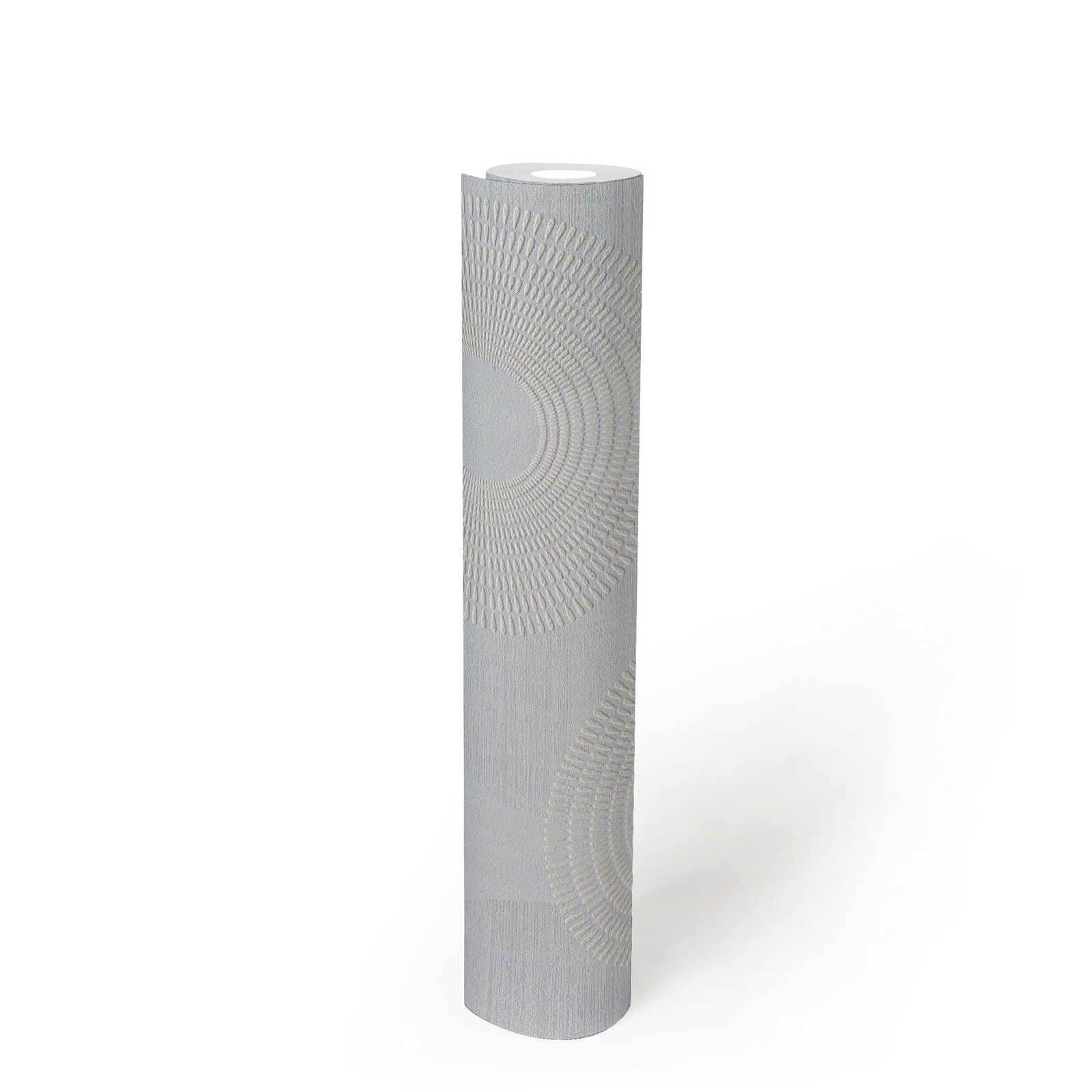             Vliestapete mit geometrischem Design aus Kreisen – Grau
        