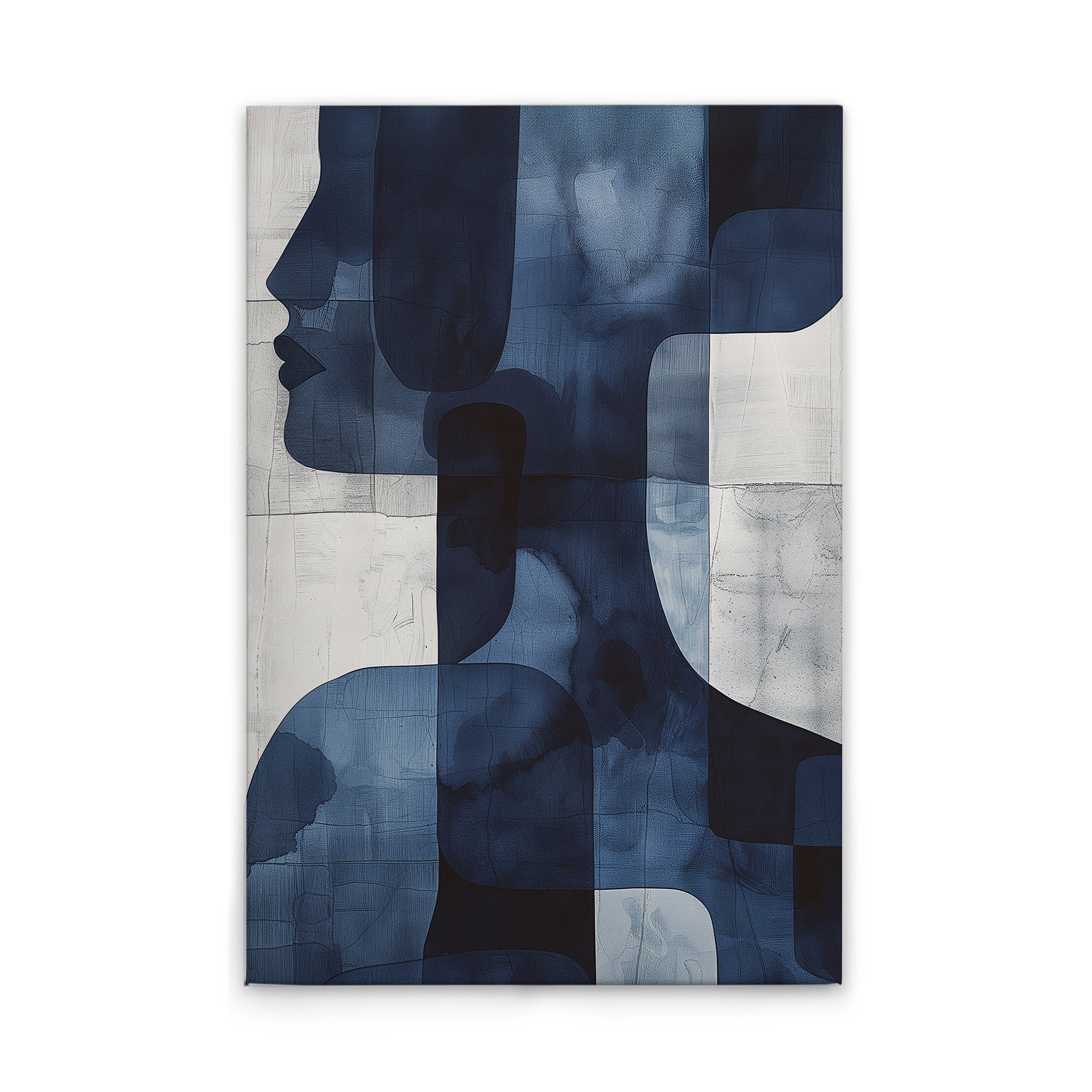 Leinwandbild Kunstvolle Silhouette - Blau und Weiß in Harmonie – 30 x 45 cm - Blau, Weiss
