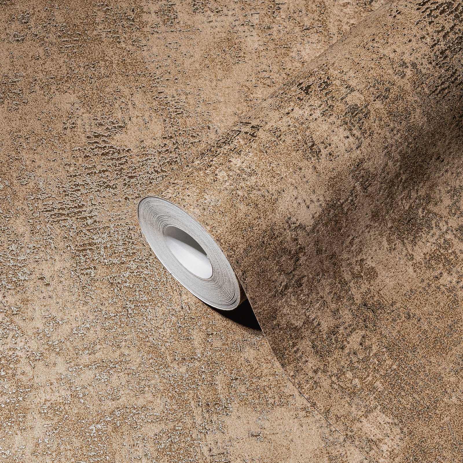             Tapete Bronze einfarbig mit Metallic Akzent – Braun
        