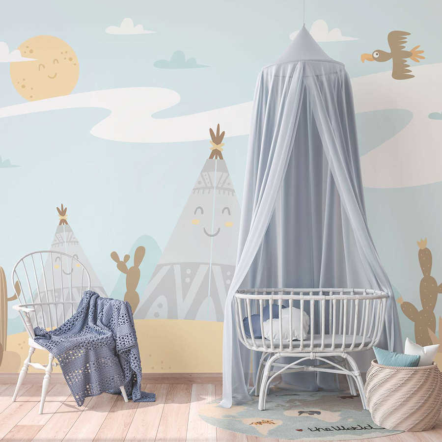 kinderzimmer, niedlicher, kinderbett, netz, korb