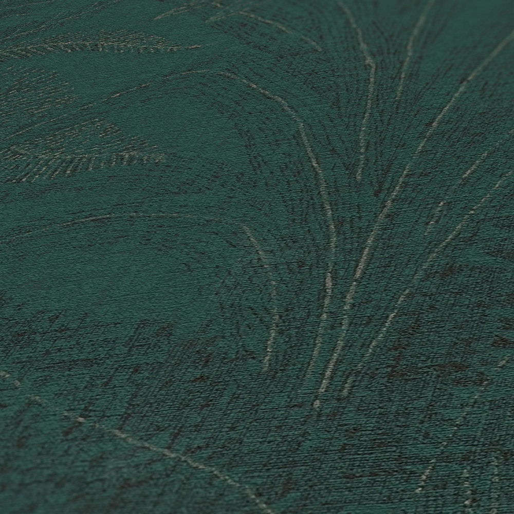             Tapete mit Dschungelbemusterung leicht strukturiert – Grün, Dunkelgrün, Schwarz
        