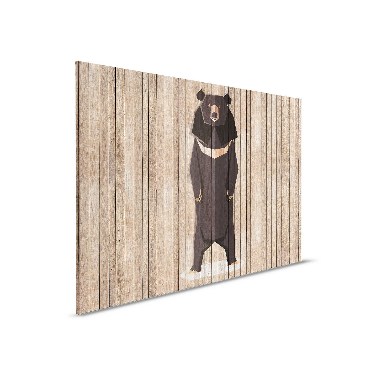             Born to Be Wild 1 - Leinwandbild Bretterwand mit Bären - Holzpaneele breit – 0,90 m x 0,60 m
        