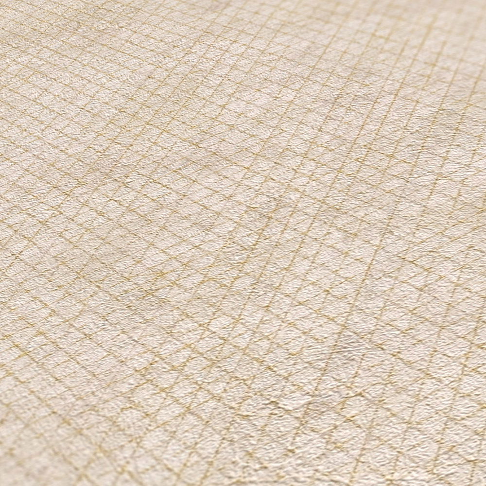             Tapete Creme-Beige mit Metallic Strukturmuster
        