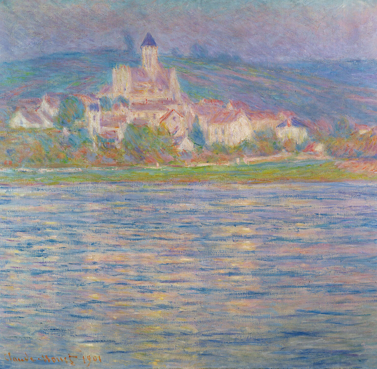 impressionist, Küste, Dorf, Wasser, Burg