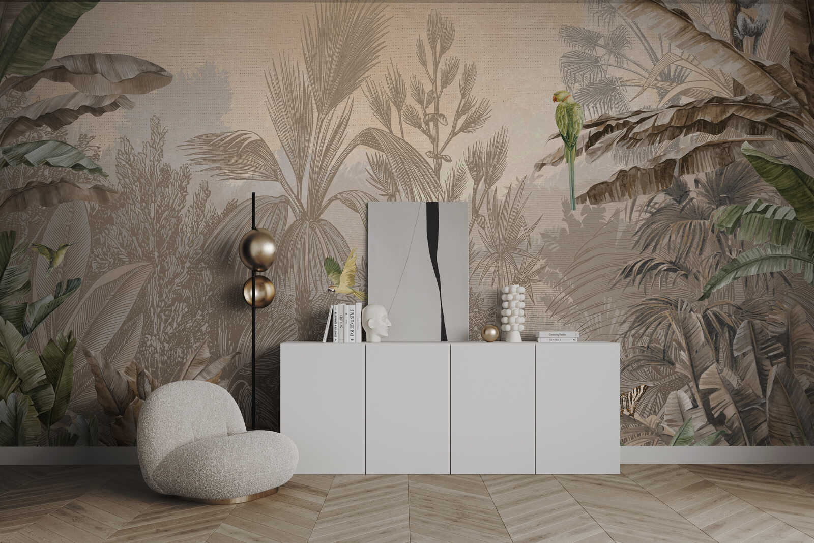 wohnzimmer, tapete, vasen, sideboard, deko