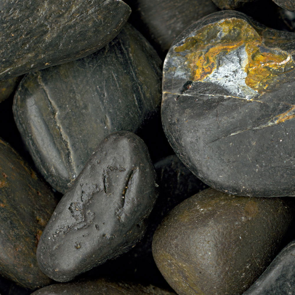             Steinoptik Fototapete – Vliestapete in 3D mit Kiesel und Flusssteinen – Schwarz, Grau
        