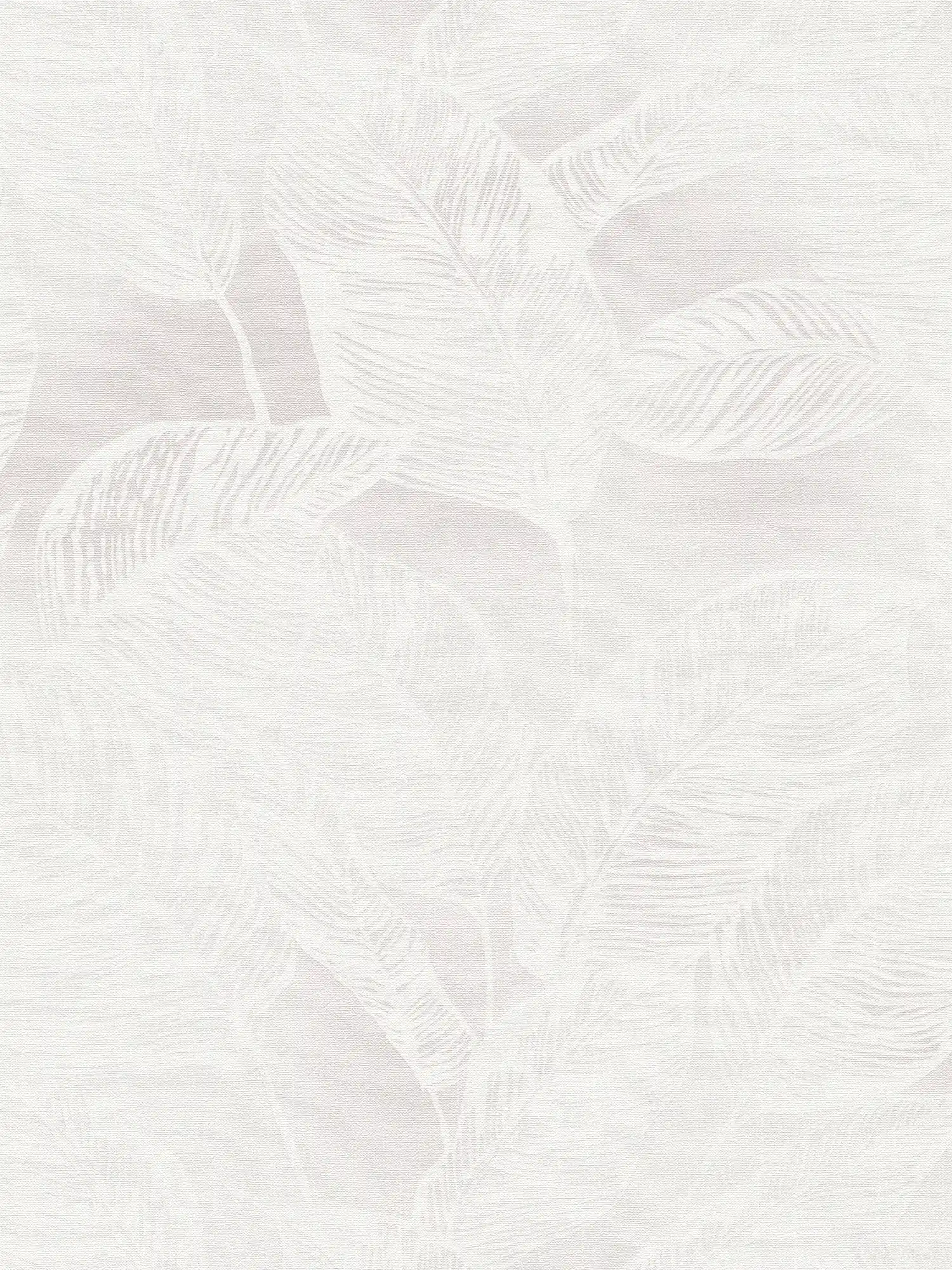         Non-woven wallpaper with leaves PVC-free - white, grey
    
