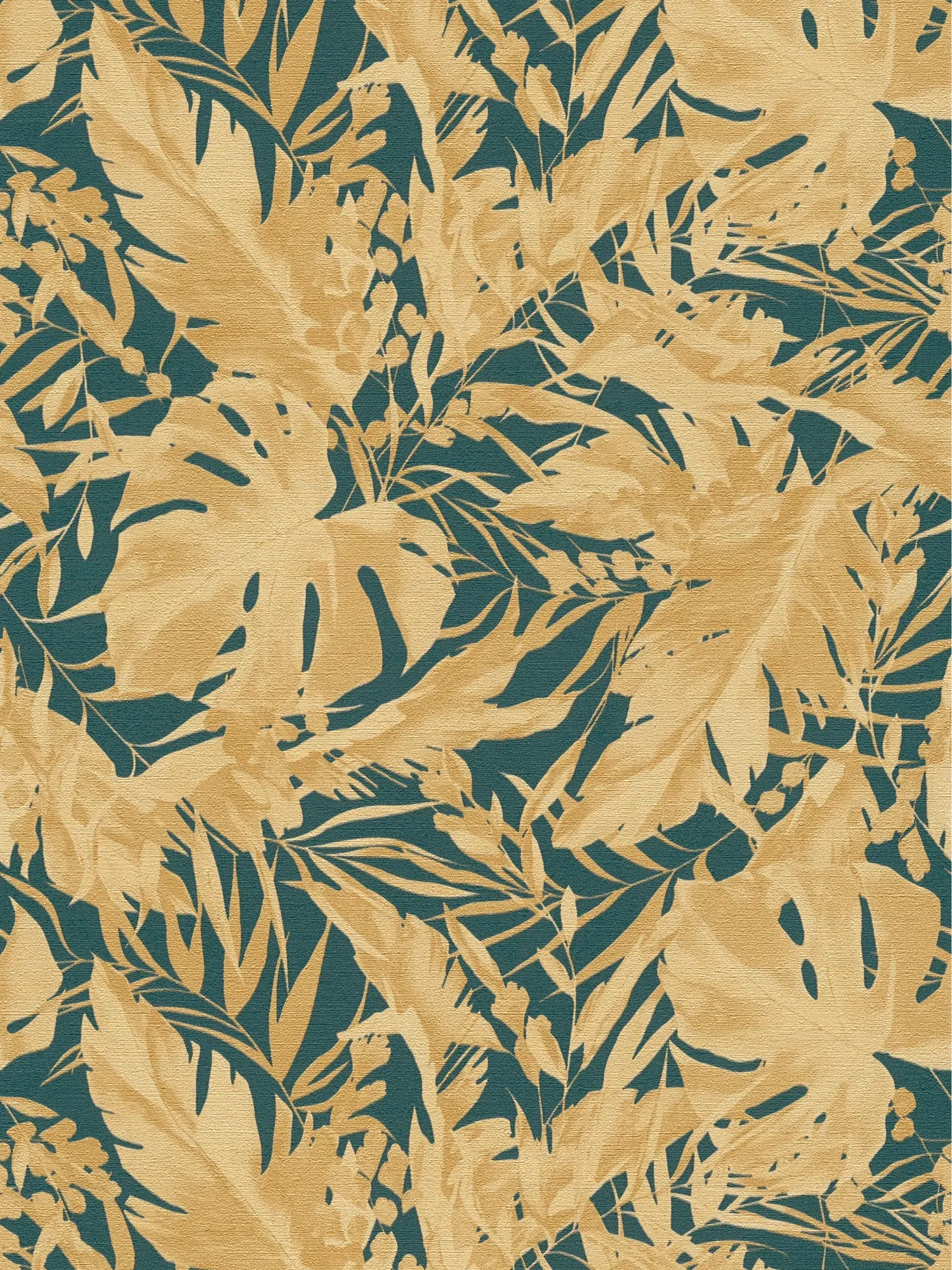 COSMOLiving - Strukturierte Vliestapete mit edlem Blattwerk im Tropenstil – Grün, Blau