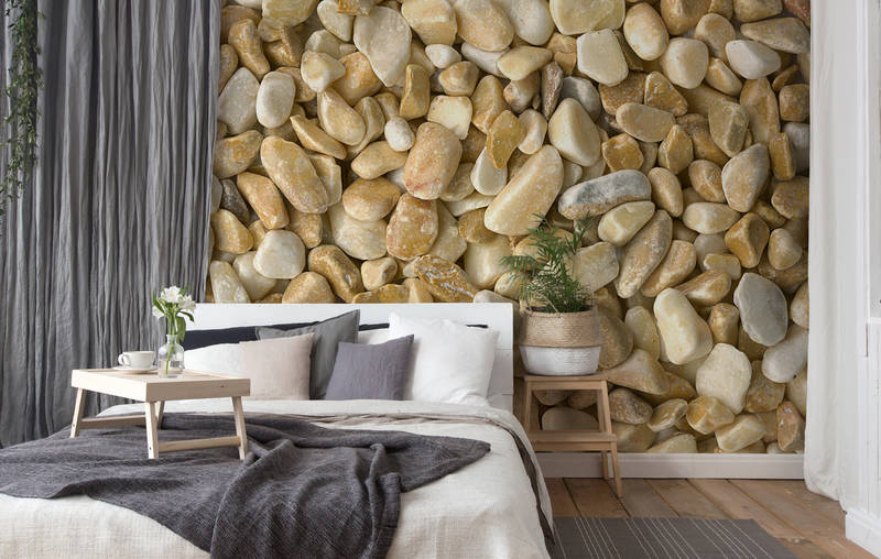 Schlafzimmer, Steinwand, Wandbild, Kiesel, Dekoration