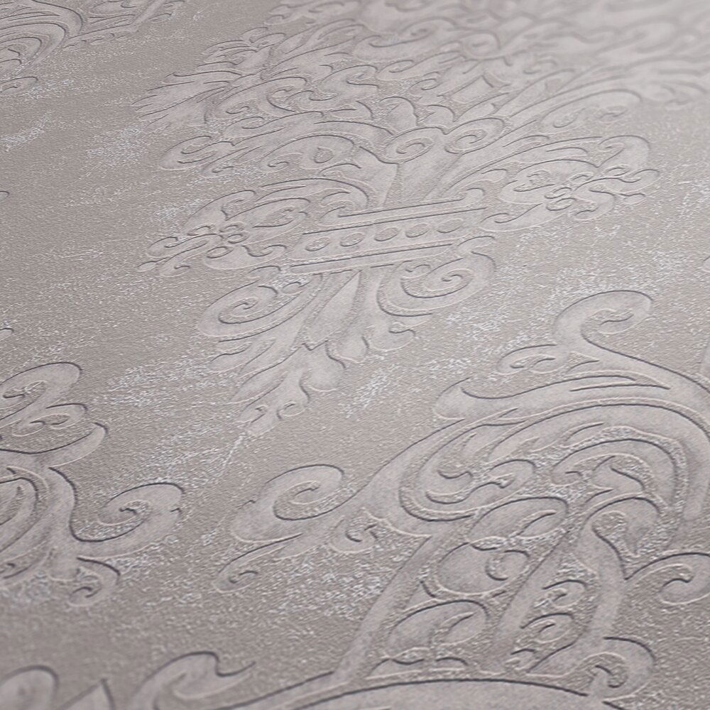             Elegant barok behang met ornamenten in vintage look - beige, grijs
        
