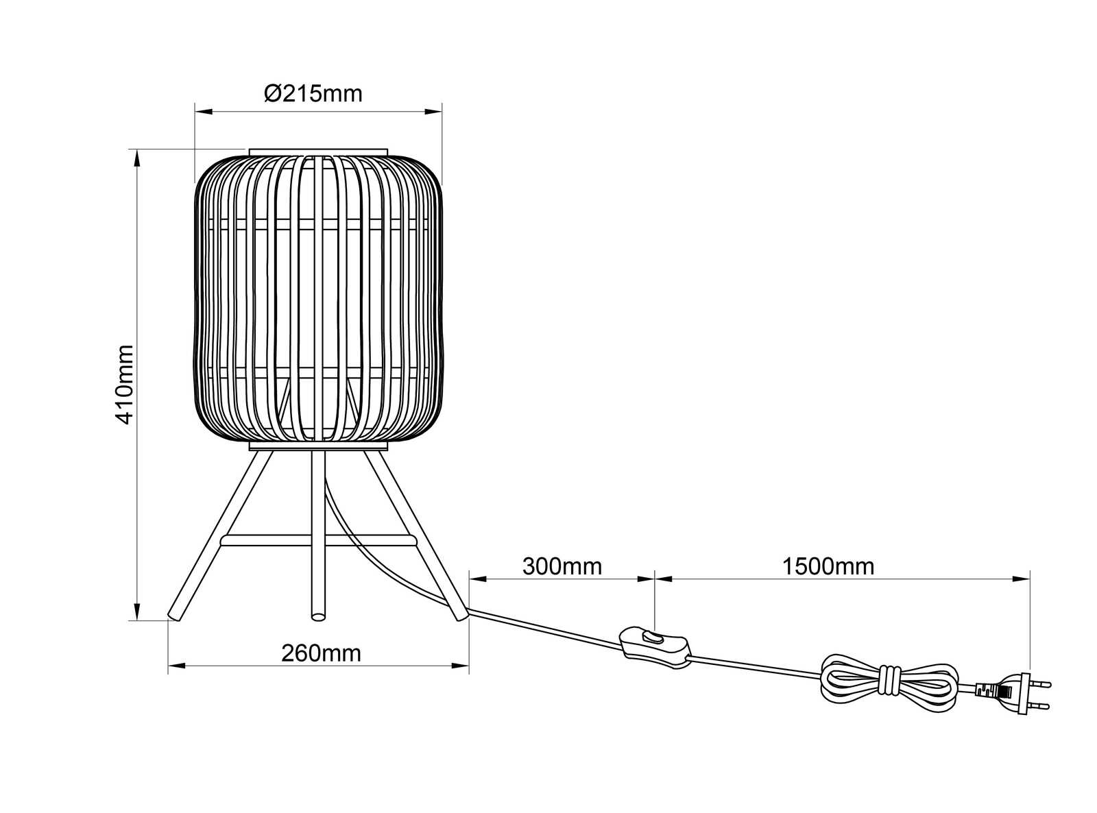             Tischleuchte aus Bambus - Willi 3 – Braun
        