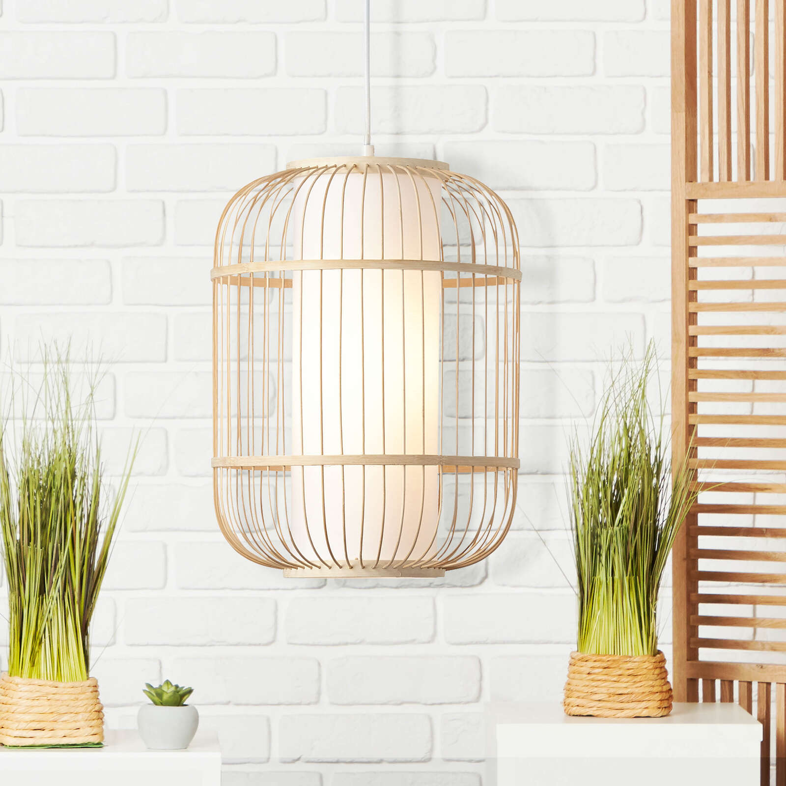             Bamboo pendant light - Charlie 1 - Brown
        