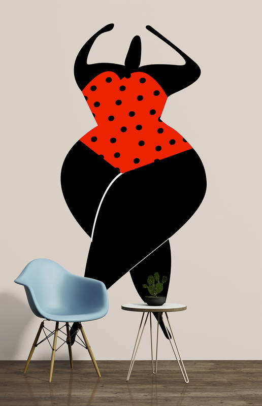Marienkäfer Wandbild, roter Körper, Punkteraster, Wanddekoration, Figurensilhouette