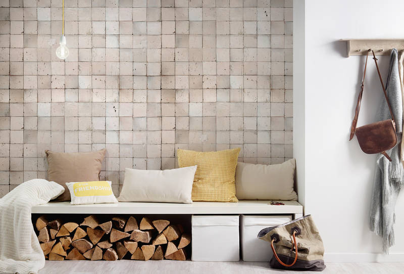Sofa, Kissen, Wandfliesen, Brennholz, Tasche