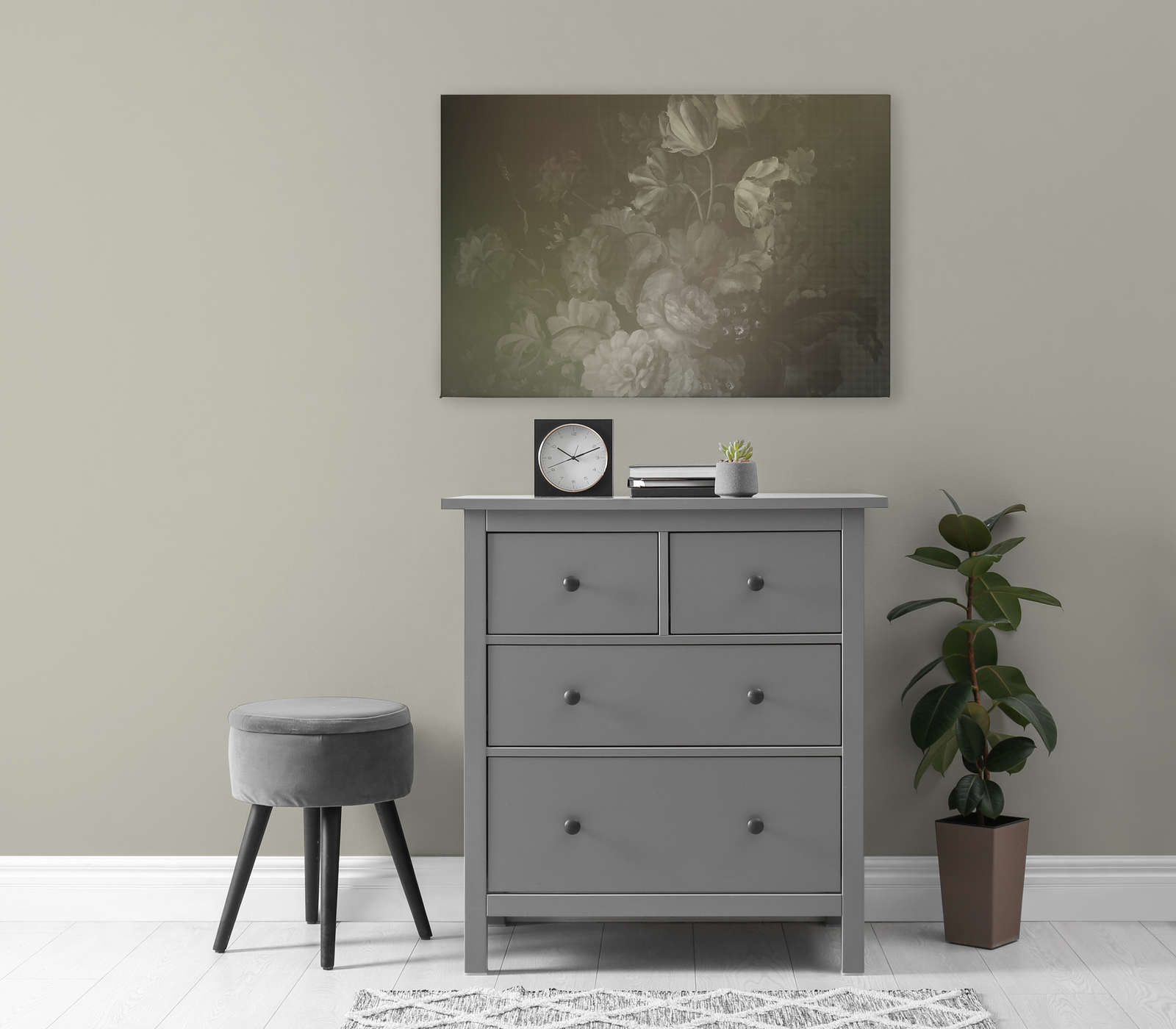 Dutch pastel 4 - Leinwandbild kunstvoller Blumenstrauß Dutch Stil – 0,90 m x 0,60 m