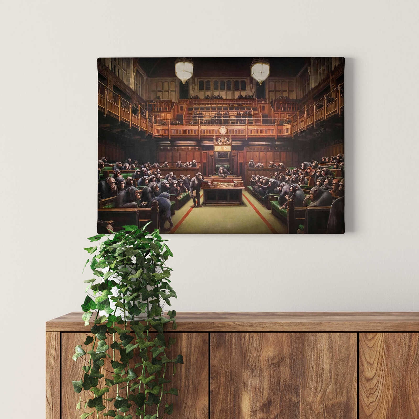             Leinwandbild Banksy "Devolved Parliament" – 0,70 m x 0,50 m
        