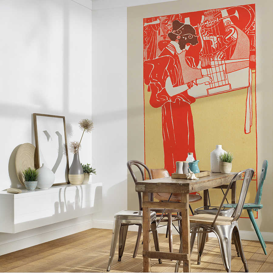 posterart, kunstwerk, küchenbereich, wandbild, tischsetup