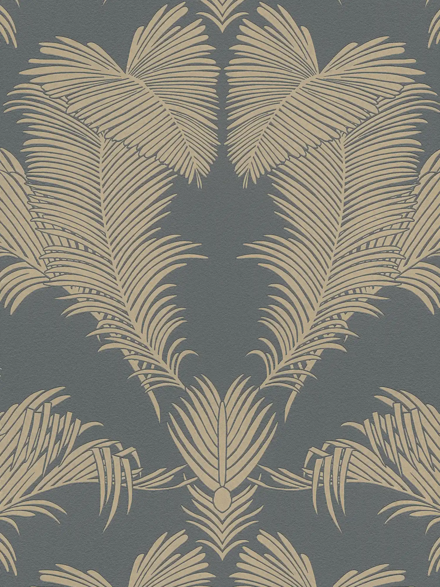         Palm leaves wallpaper grey & gold with texture & metallic effect
    