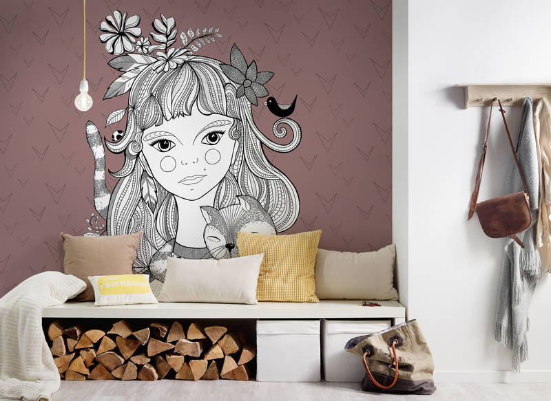 Wandbild, Illustration, Mädchen, Haustapete, Druck