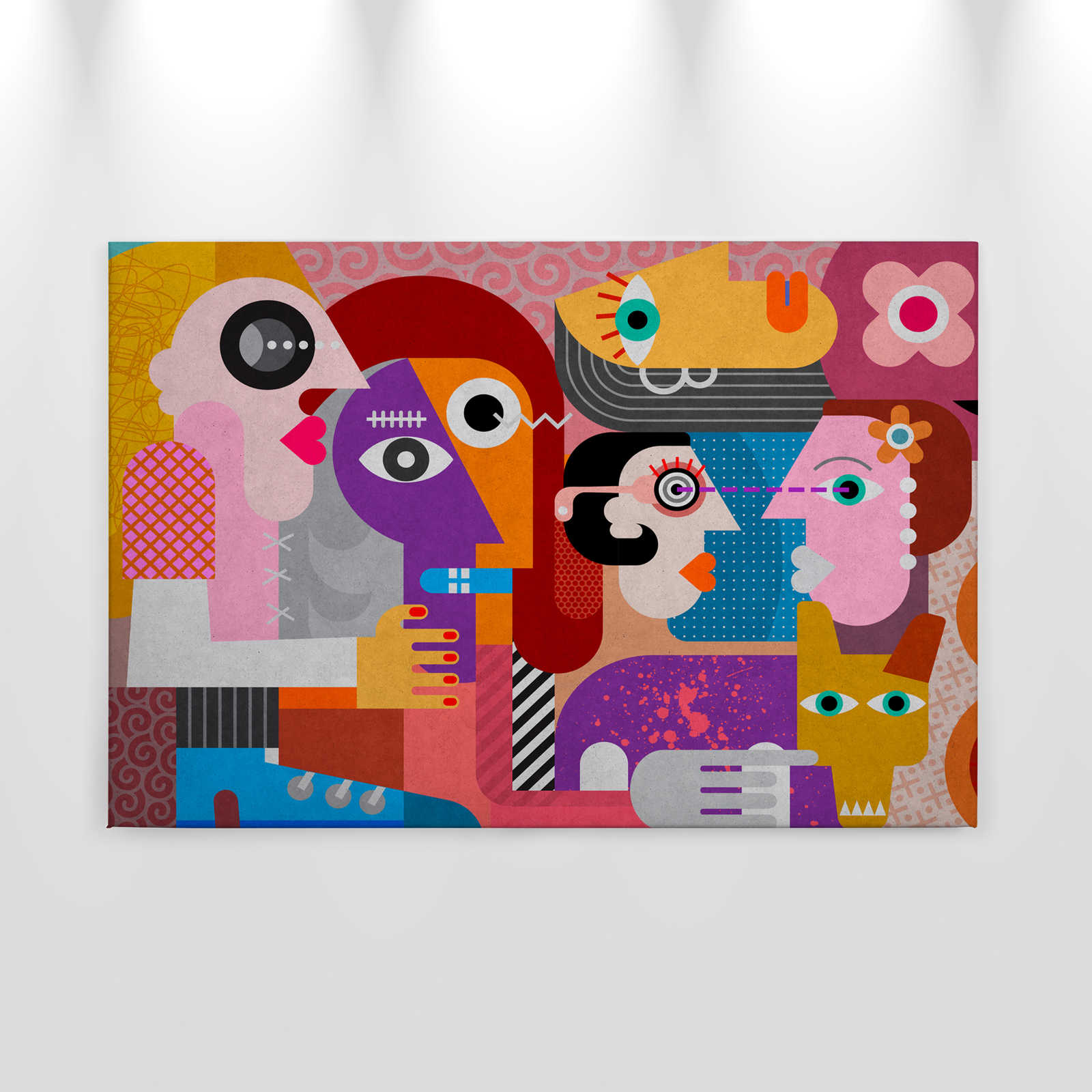             Couples 1 - Leinwandbild in Beton Struktur Pop Art Kunst-Collage – 0,90 m x 0,60 m
        