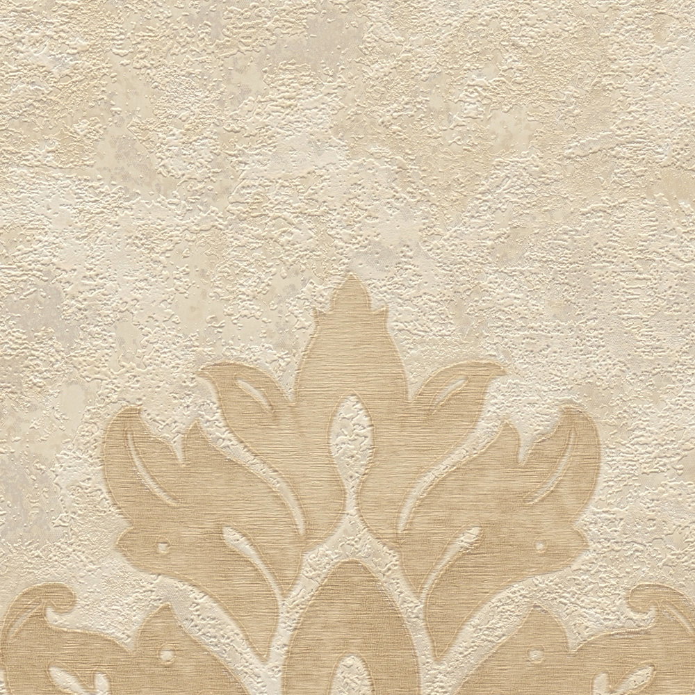             Tapete mit floralen Ornamenten & Metallic-Effekt – Beige, Braun
        