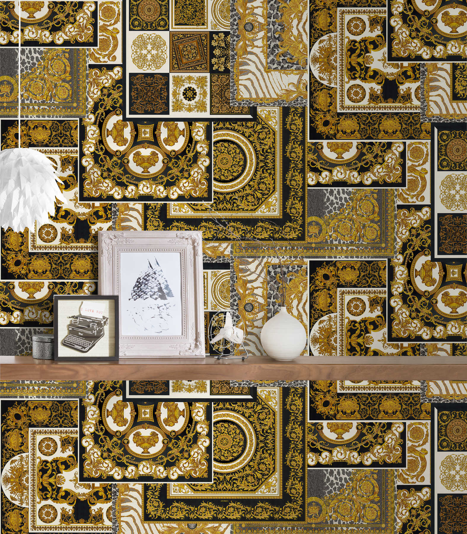 VERSACE Home Carta da parati con dettagli barocchi e stampa
