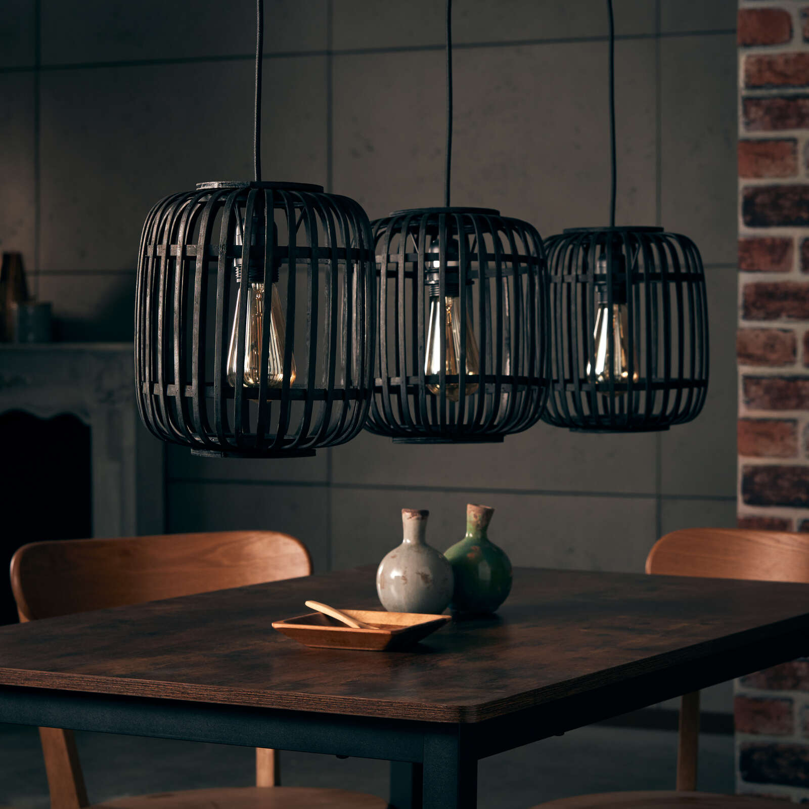             Bamboo pendant light - Willi 13 - Brown
        