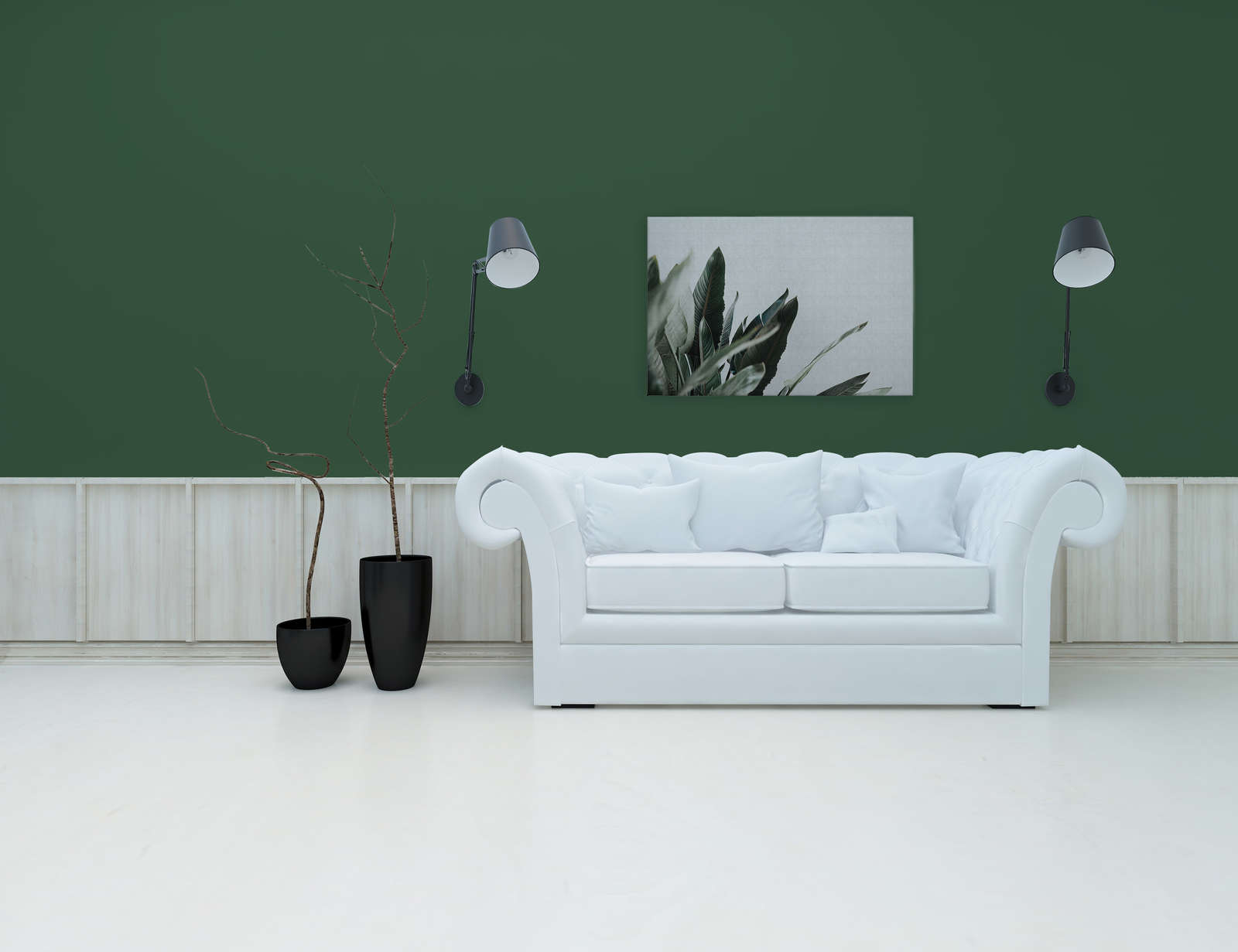             Urban jungle 1 - Leinwandbild mit Palmenblättern in naturleinen Optik – 0,90 m x 0,60 m
        