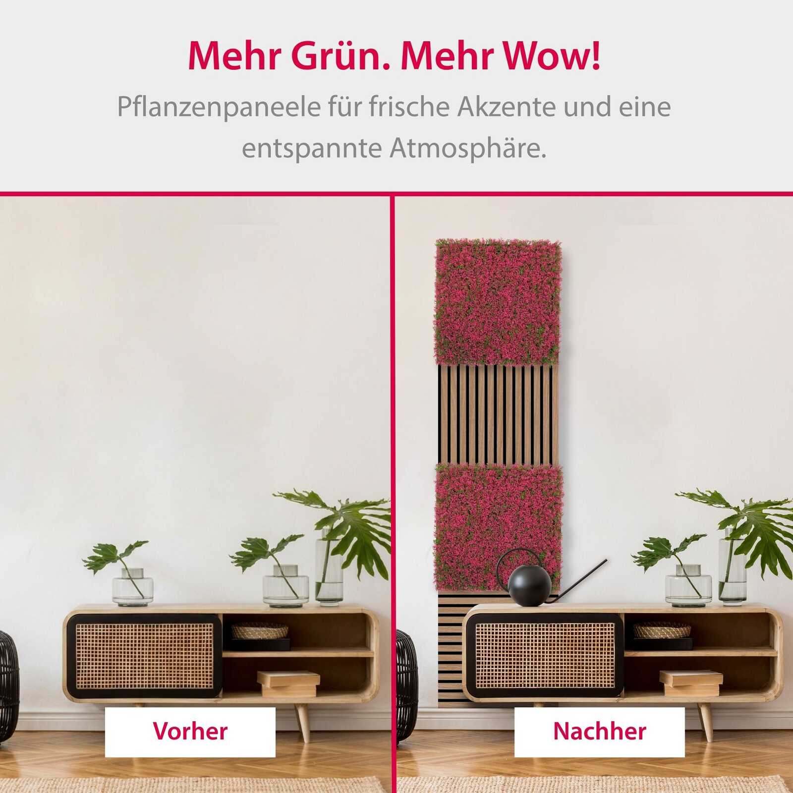 tv-board, low cabinet, pflanzen-dekor, gittermuster, vertikale-gruenwand