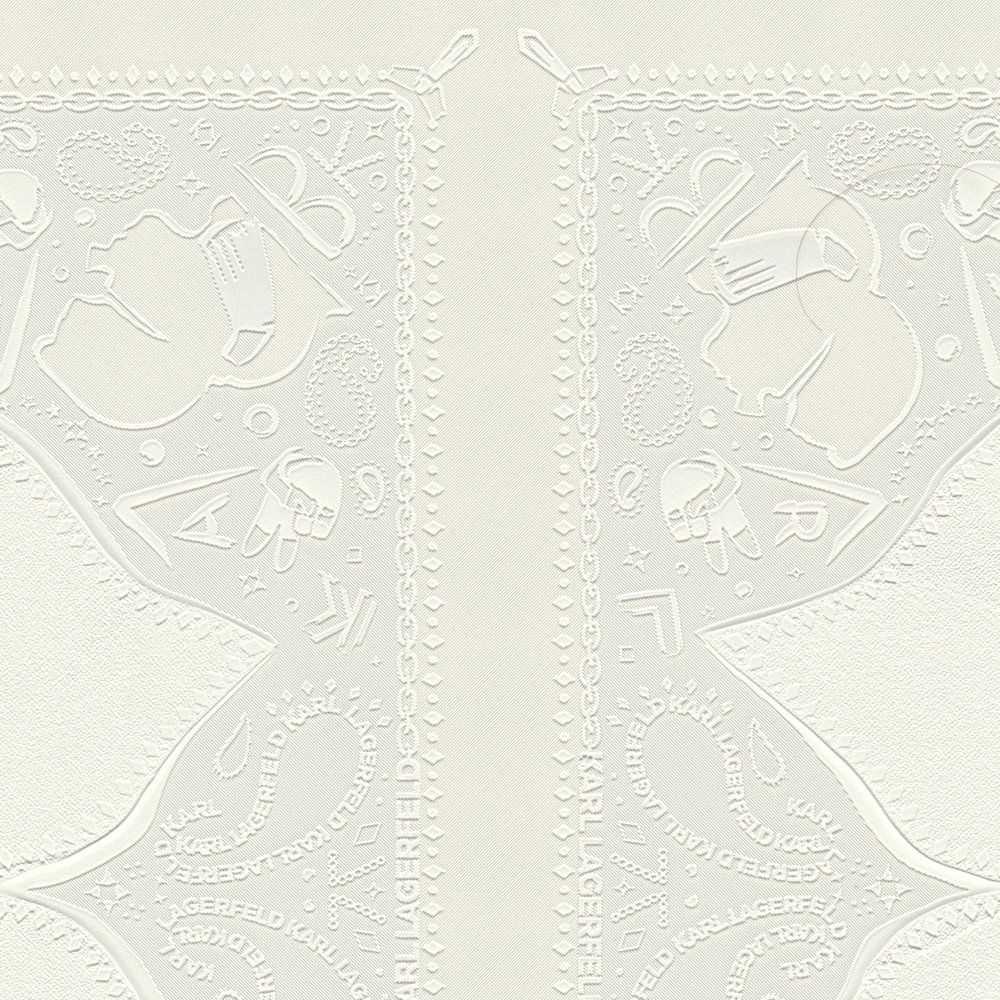             Karl LAGERFELD Tapete Krawatte & Doodle Art – Weiß
        