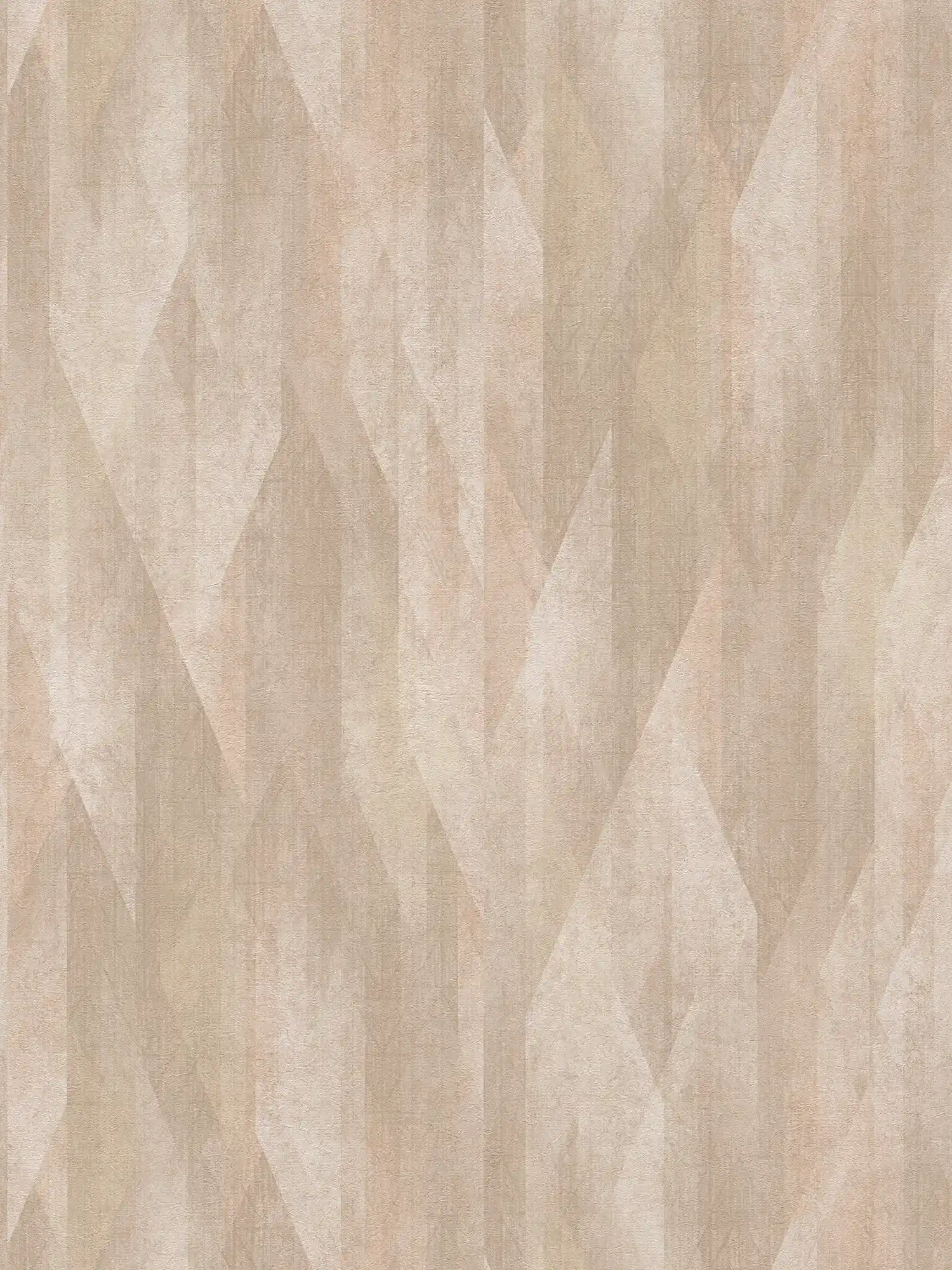 Non-woven wallpaper with graphic diamond design - beige, brown