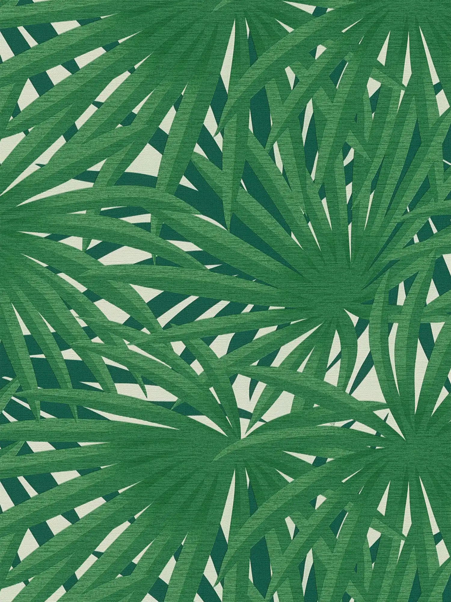 Papier peint tropical au design jungle & à l'éclat métallique - vert, métallique, blanc