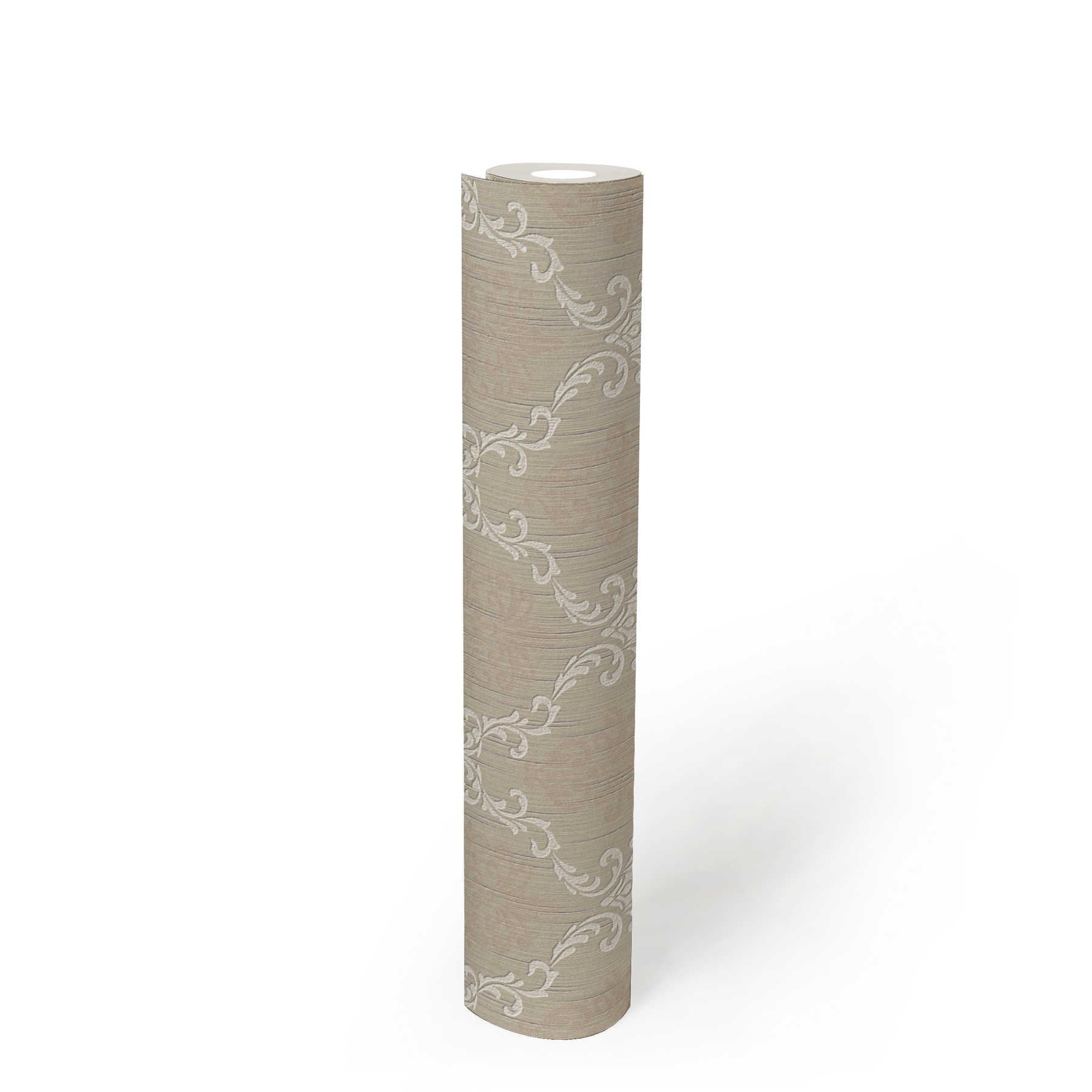             Ornamenttapete mit Rankenmuster & Struktureffekt – Beige
        