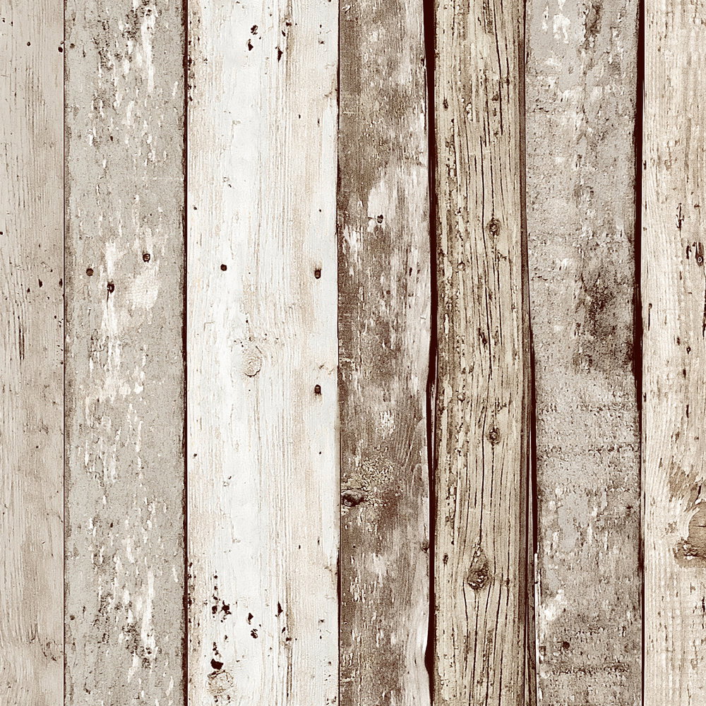             Vintage Holzoptik Tapete im Landhaus Stil – Braun
        