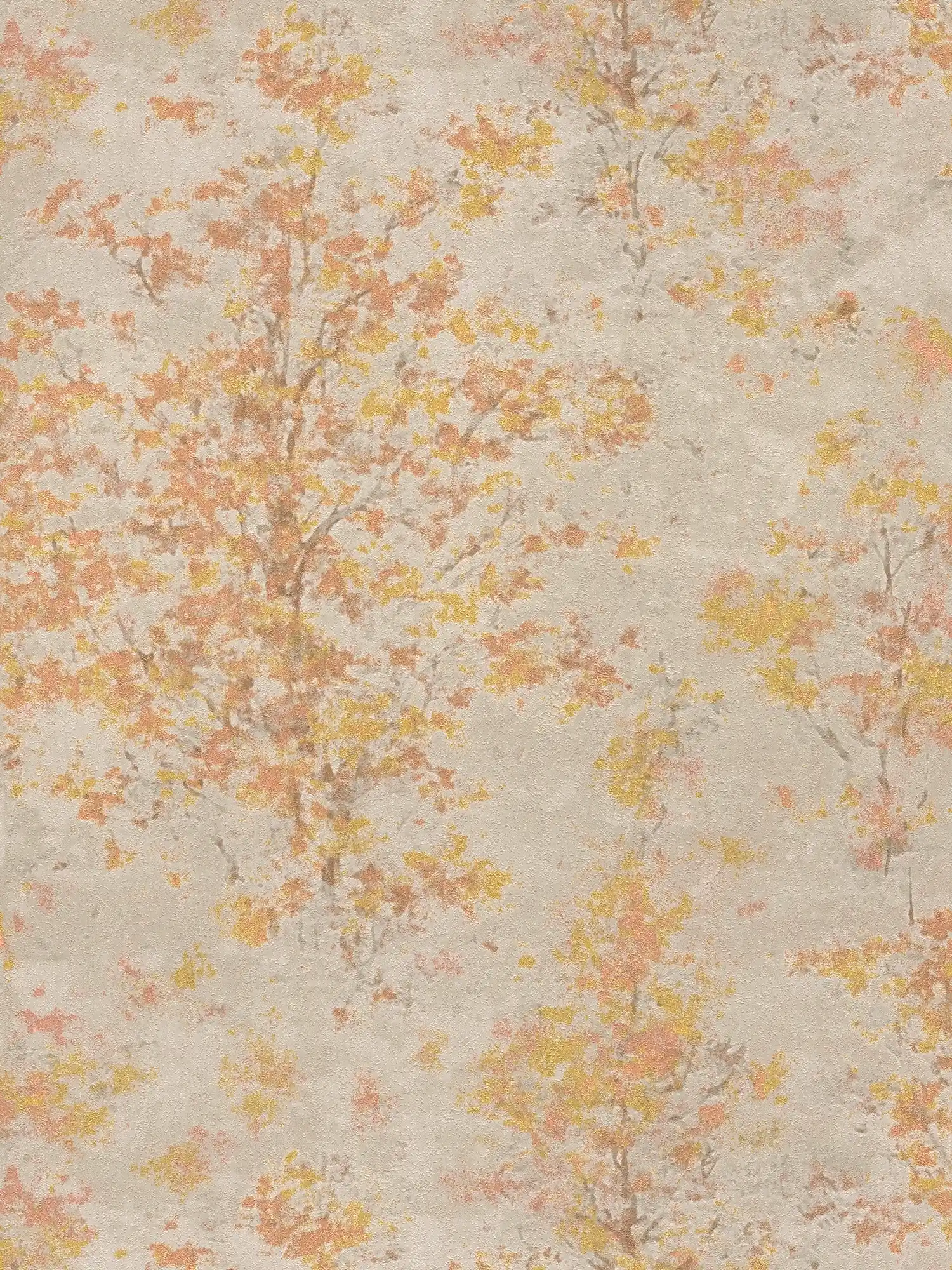         Vliestapete mit stilisiertem Baummotiv strukturiert – Beige, Grau, Gelb
    