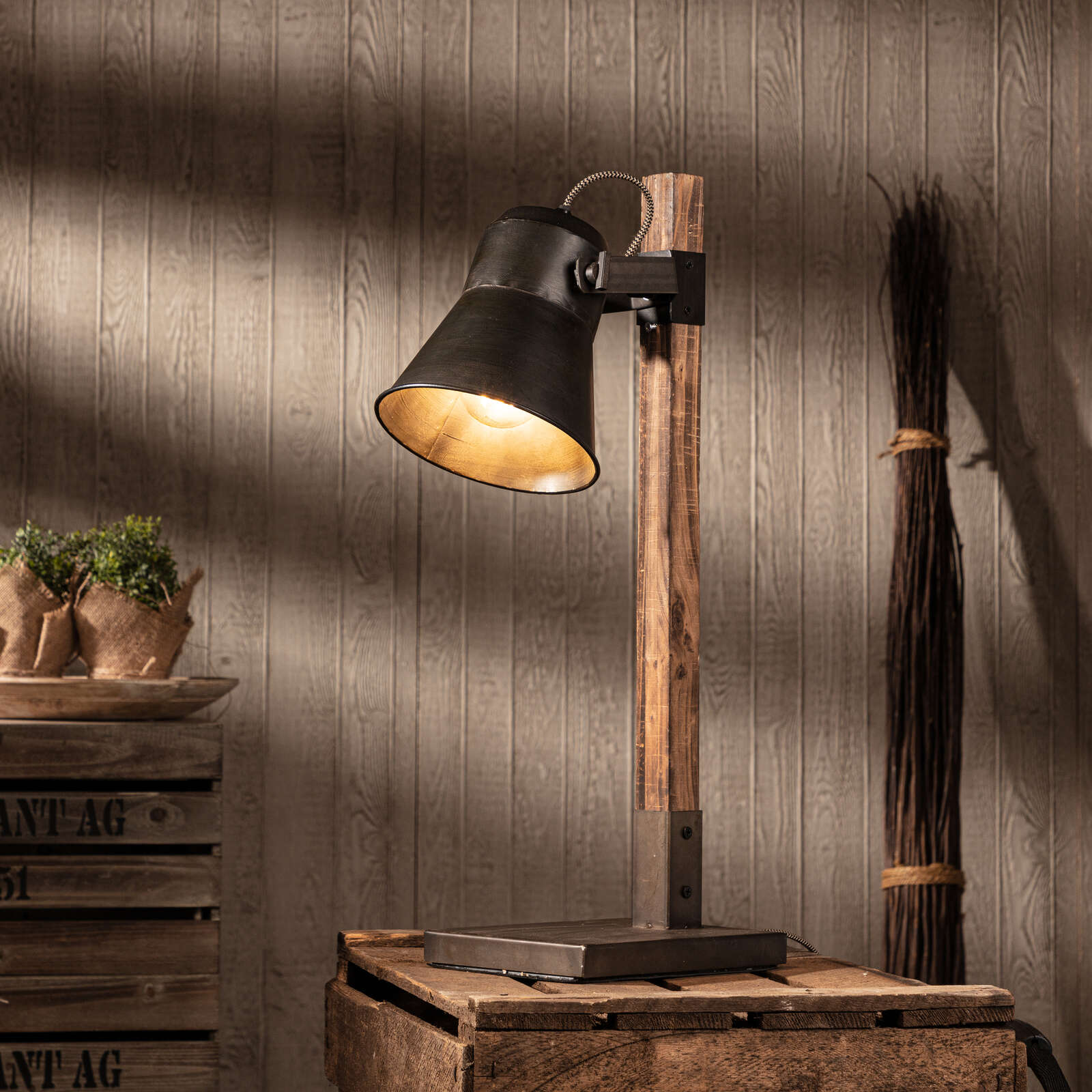 Tischleuchte aus Holz - Maria 3 – Braun