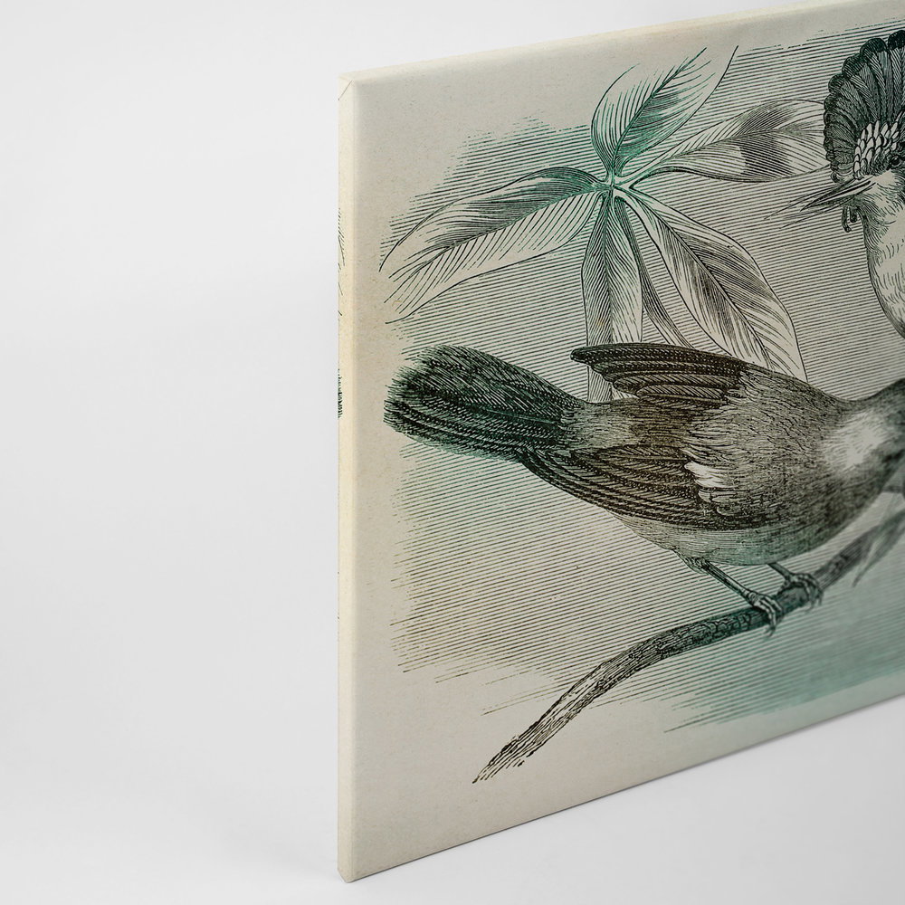 Leinwandbild Vogel Muster im Retro Stil – 0,90 m x 0,60 m