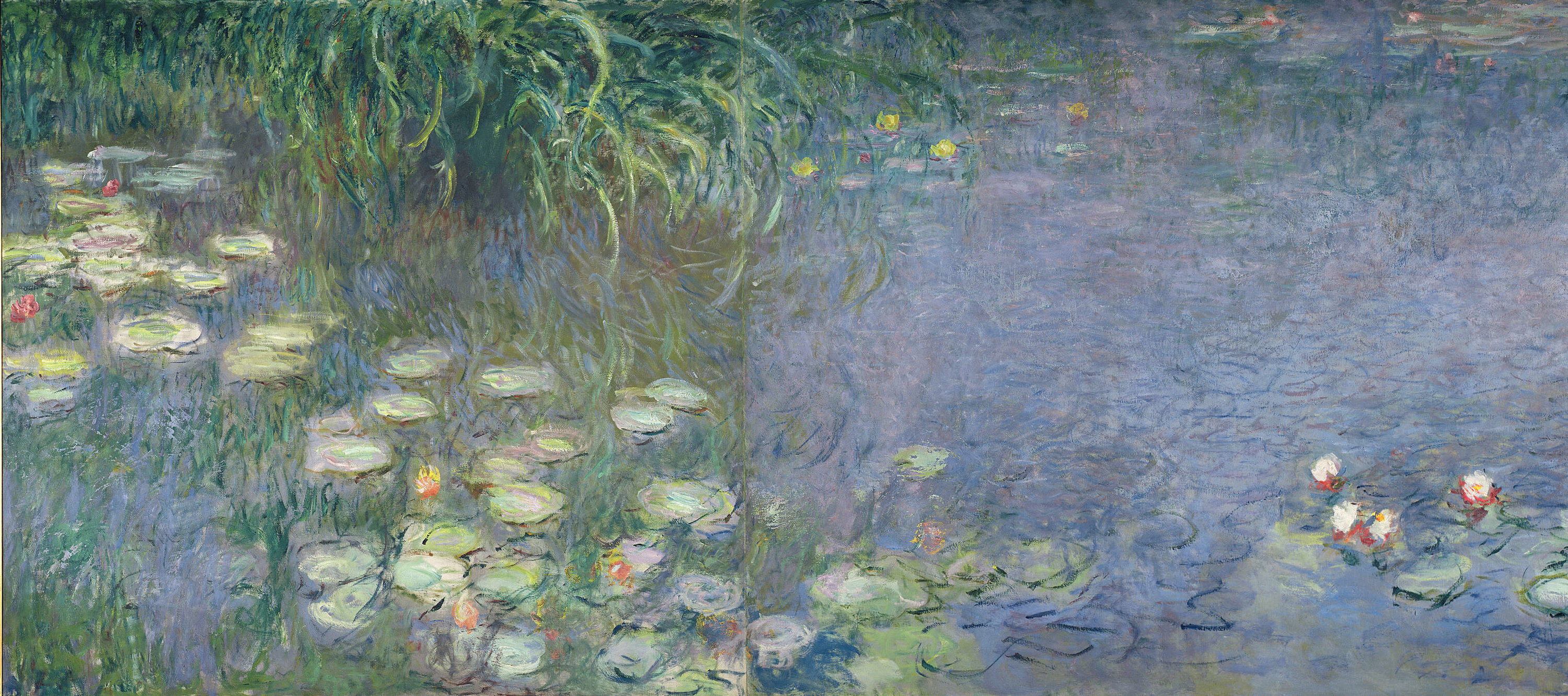 Seerosen, Teich, Wasserfläche, Ufervegetation, Impressionismus