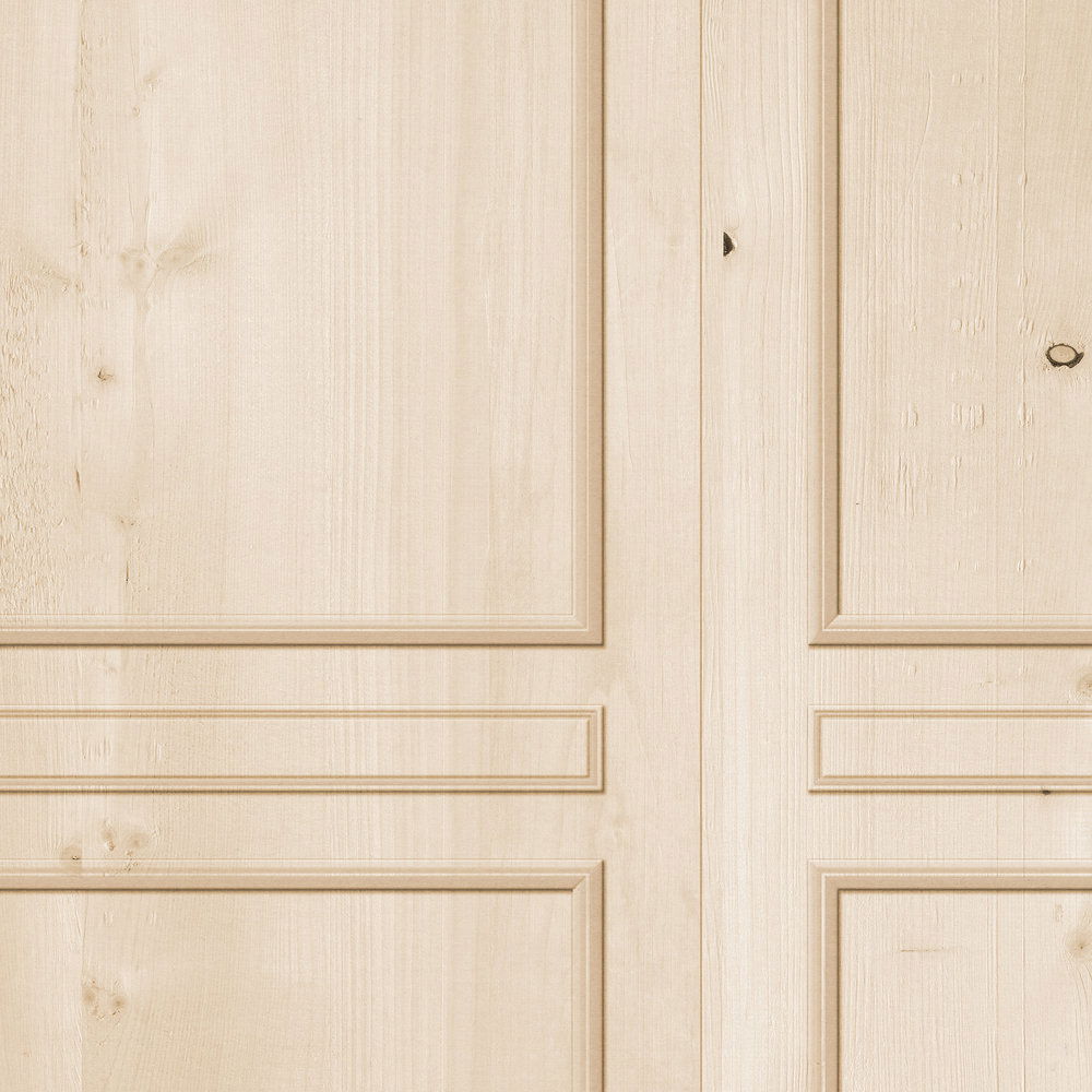             Dekorative Wandtapete – Fototapete in Holzoptik mit klassischer Kassettierung – Beige, Braun
        