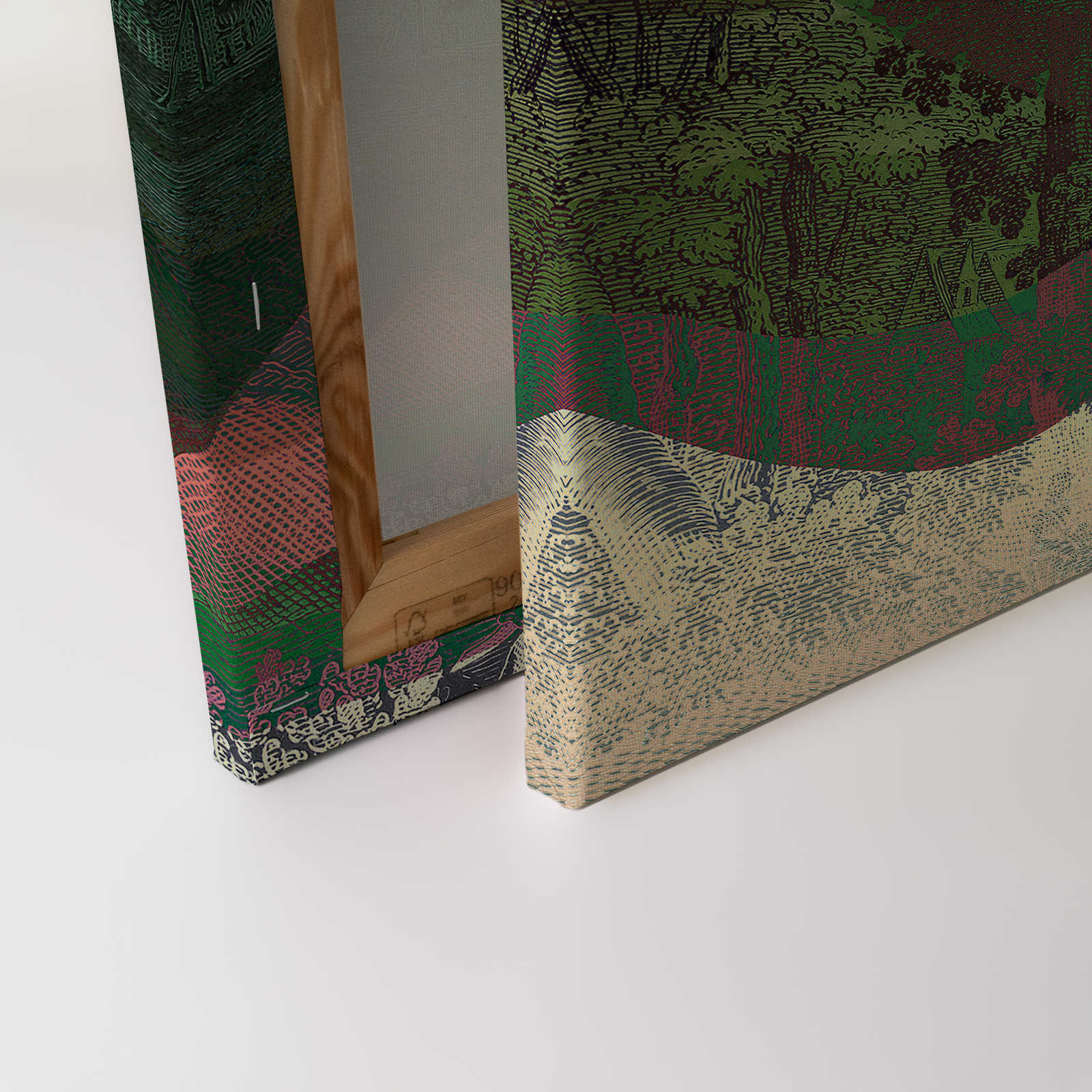             Hidden Valley 1 - Leinwandbild Vintage meets Modern Berglandschaft – 0,90 m x 0,60 m
        