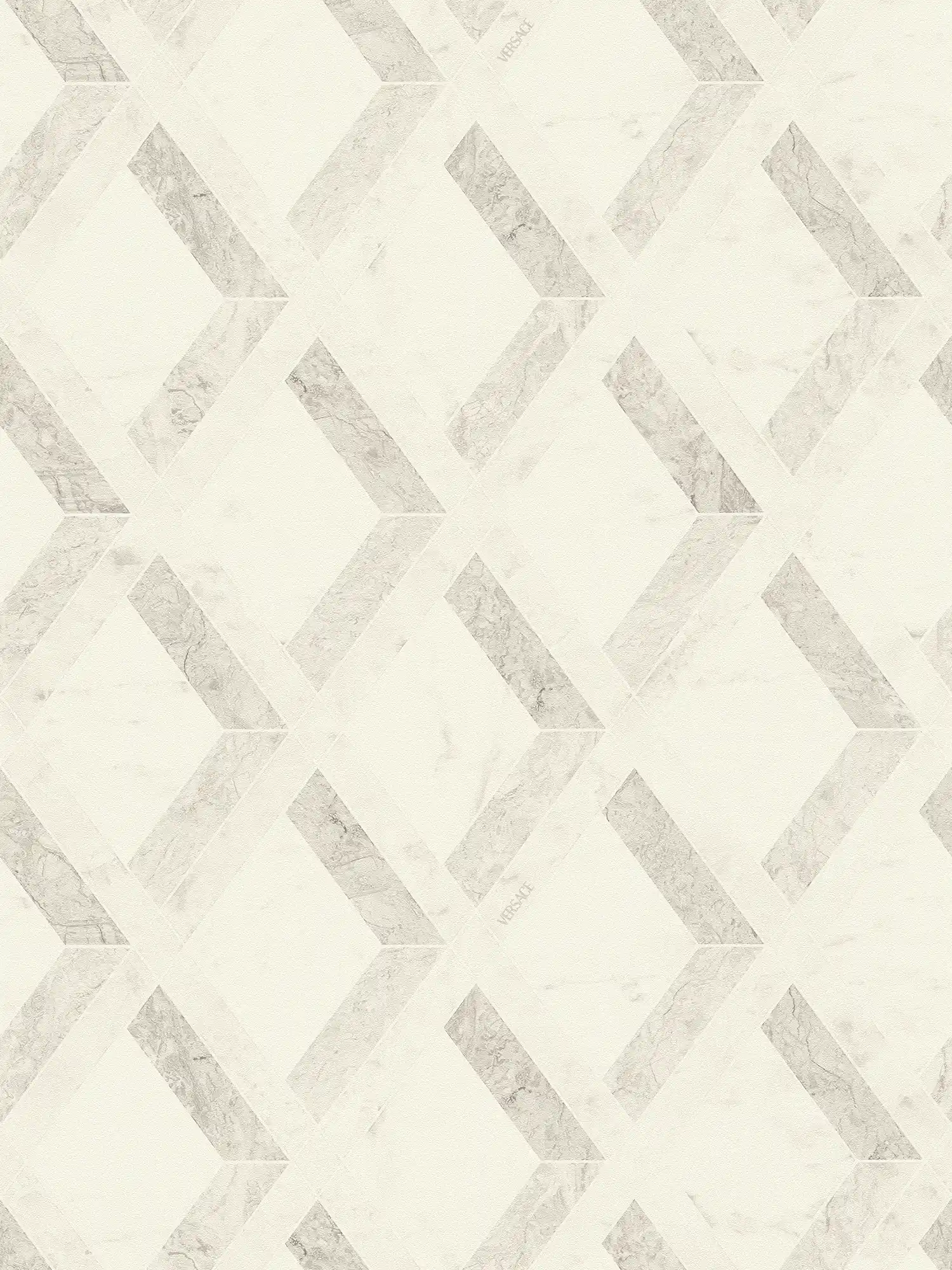 Geometrische VERSACE Vliestapete im Marmor-Look matt leicht strukturiert – Grau, Weiß