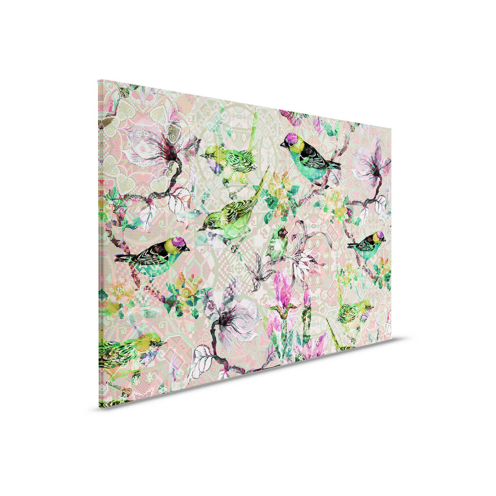         Oiseau toile avec motif mosaïque | mosaic birds 2 - 0,90 m x 0,60 m
    