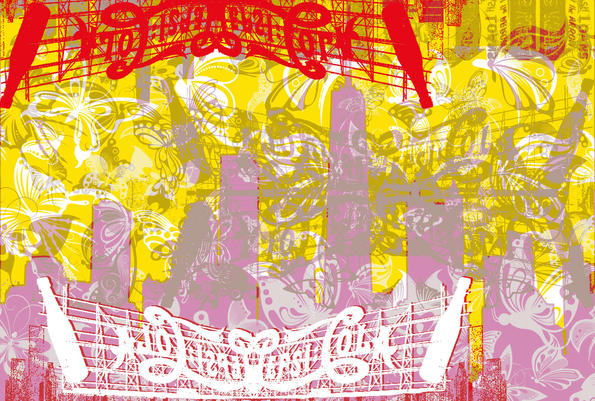             Bunte Fototapete für Jugendzimmer mit Mustermix
        