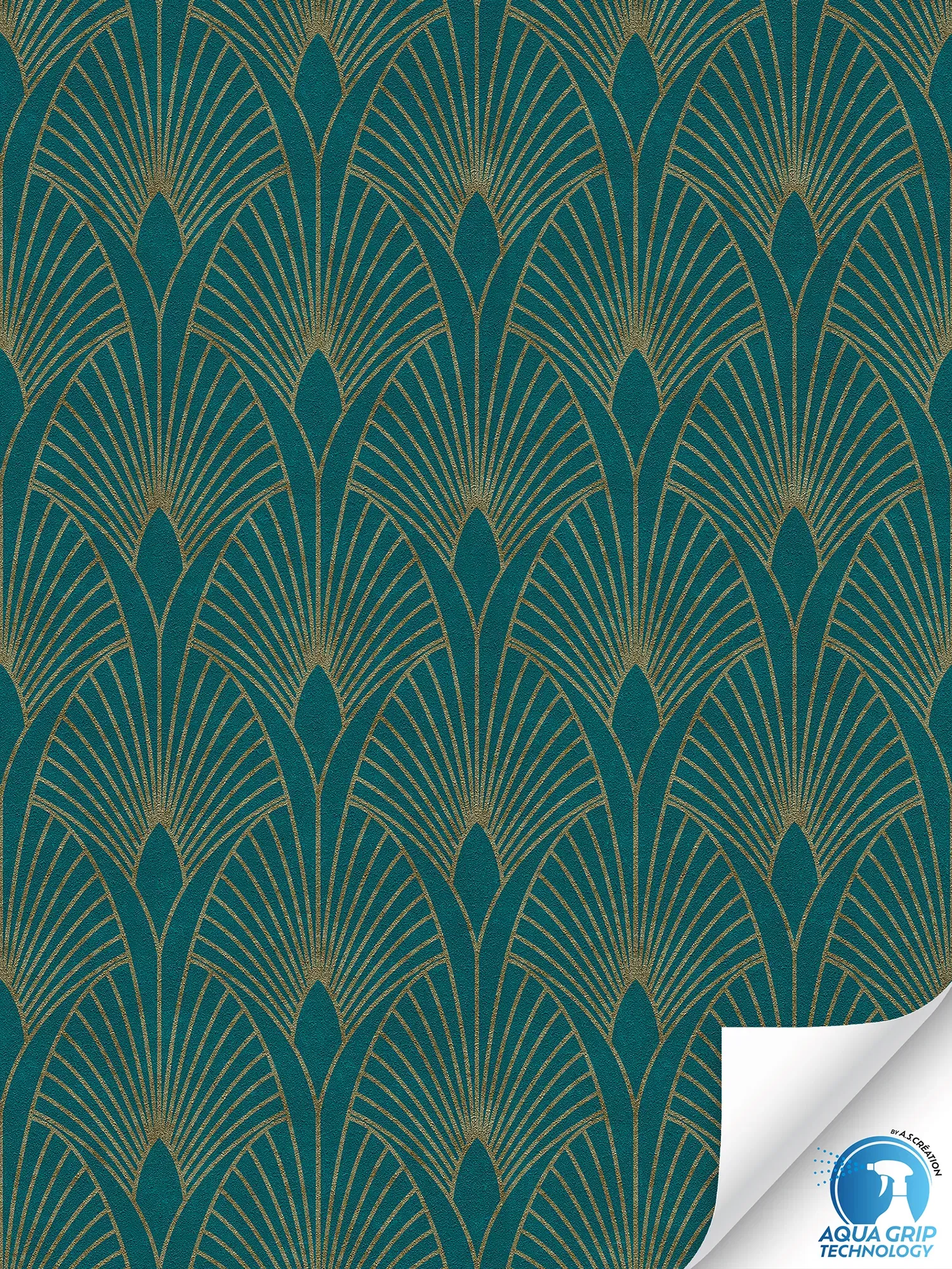         papier peint en papier intissé neutre avec structure discrète dans un style minimaliste - bleu, or, vert
    