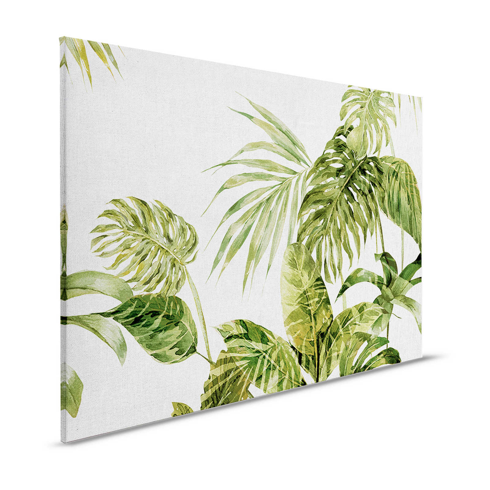 Tropisches Leinwandbild Monstera-Blttern im Aquarell Stil  1,20 m x 0,80 m
