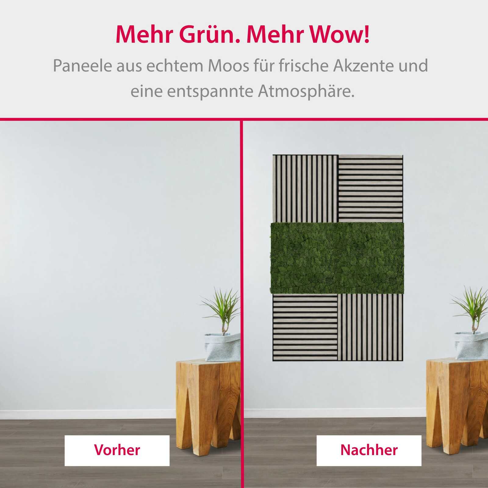 Raumelement, Wanddeko, grünes Moos, Wandkunst, moderne Deko