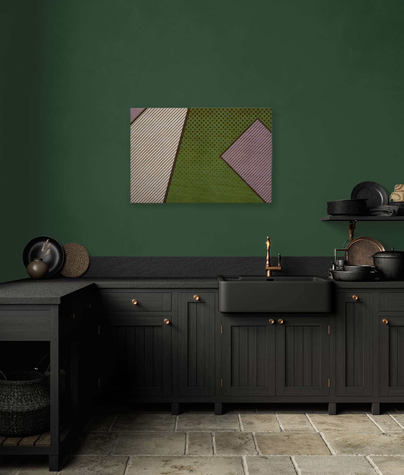             Bird gang 3 - Abstraktes Leinwandbild in Sperrholz Struktur mit bunte Farbflächen – 0,90 m x 0,60 m
        