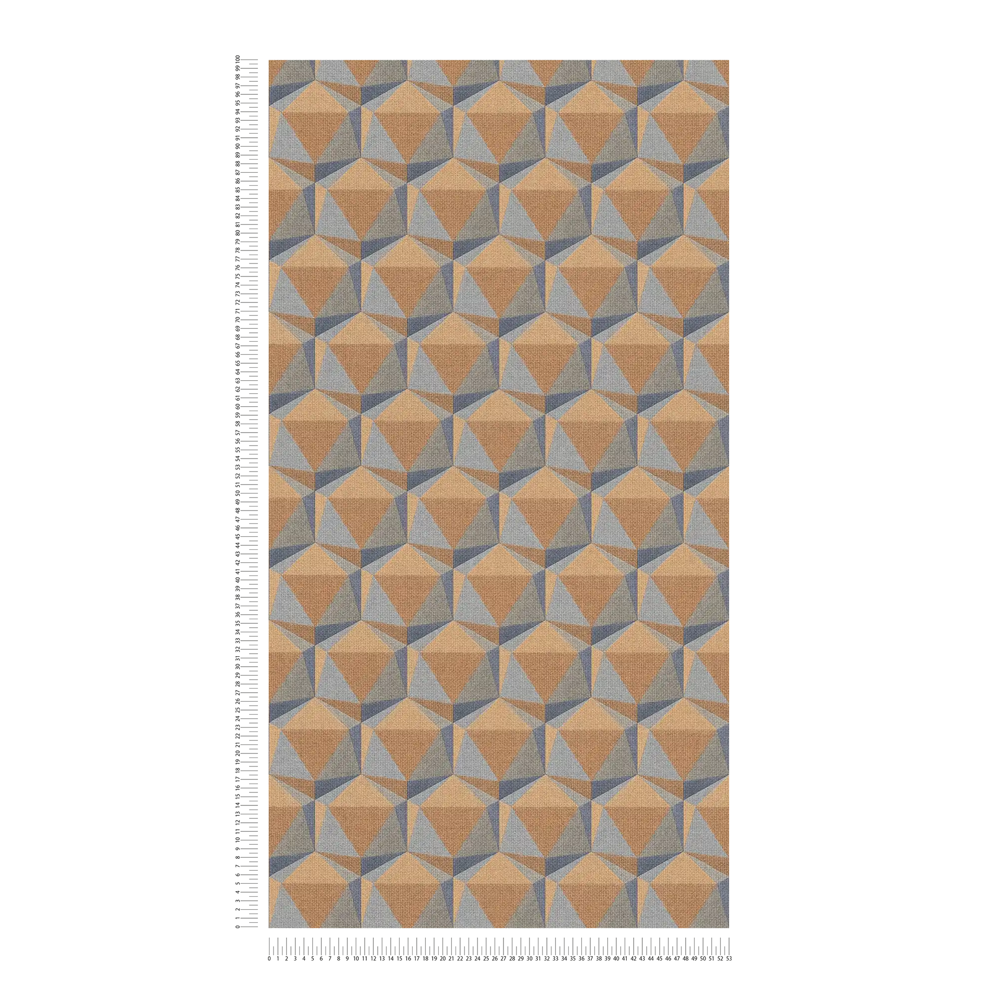Grafiktapete Retro Muster mit 3D Design – Orange, Blau