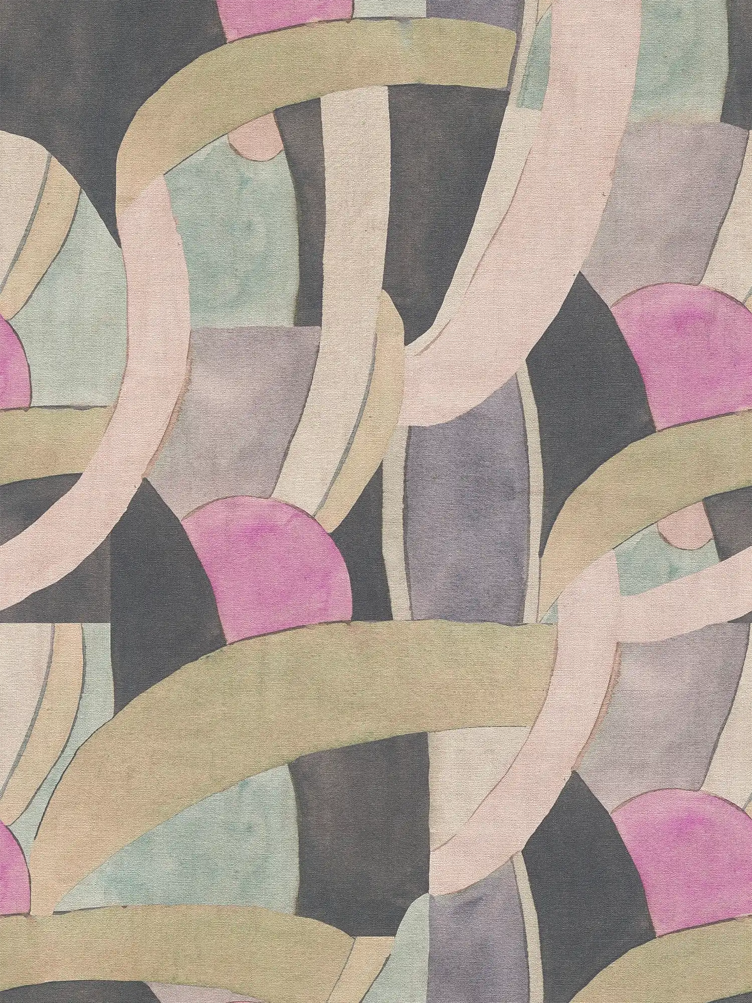         Harmonische Vliestapete mit abstraktem, geschwungenen Design und ebenmäßiger Struktur – Bunt
    